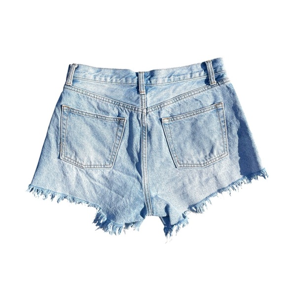 John Galt Brandy Melville high-rise Jean shorts blue 100% cotton women’s medium - Picture 3 of 4